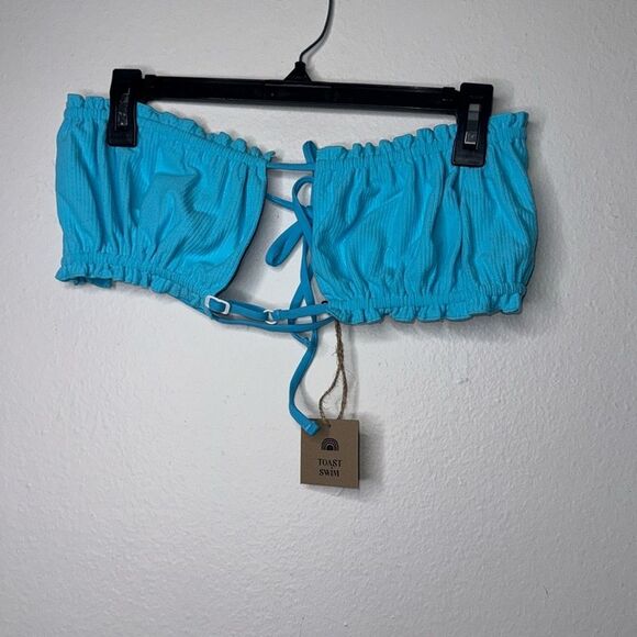 Free People x Toast Signature Ruffle Bandeau Bikini Top Size Large - Picture 5 of 10